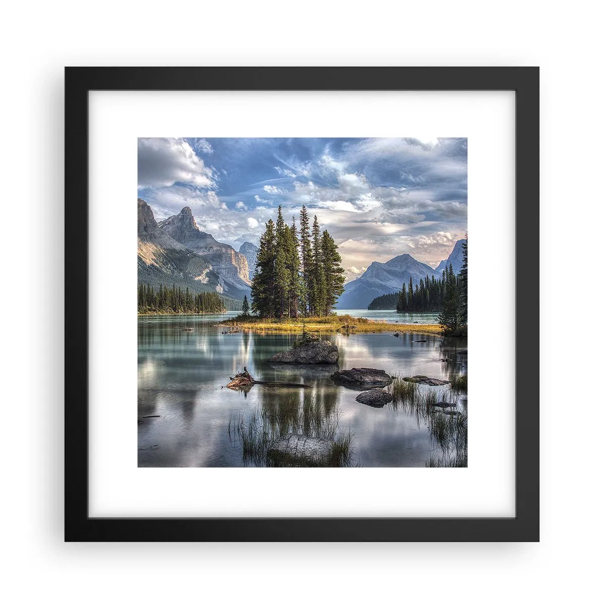 Plakat i sort ramme - Over store og klare vande… - 30x30 cm