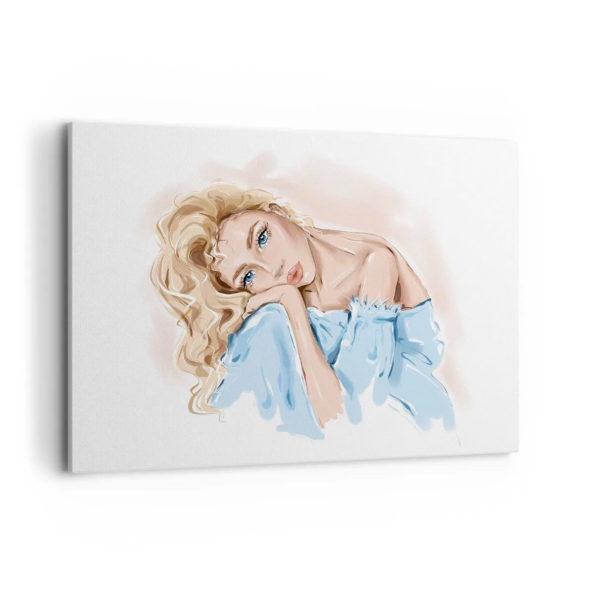 Lærredstryk - Billede på lærred - Drømmende i blåt - 100x70 cm