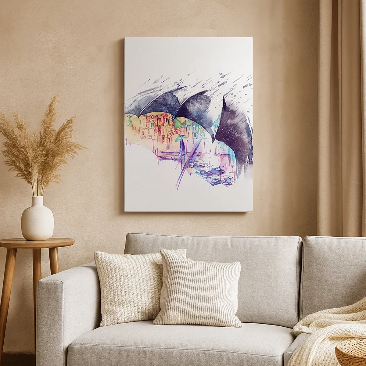 Lærredstryk - Billede på lærred - Gåtur i regnvejr - 50x70 cm