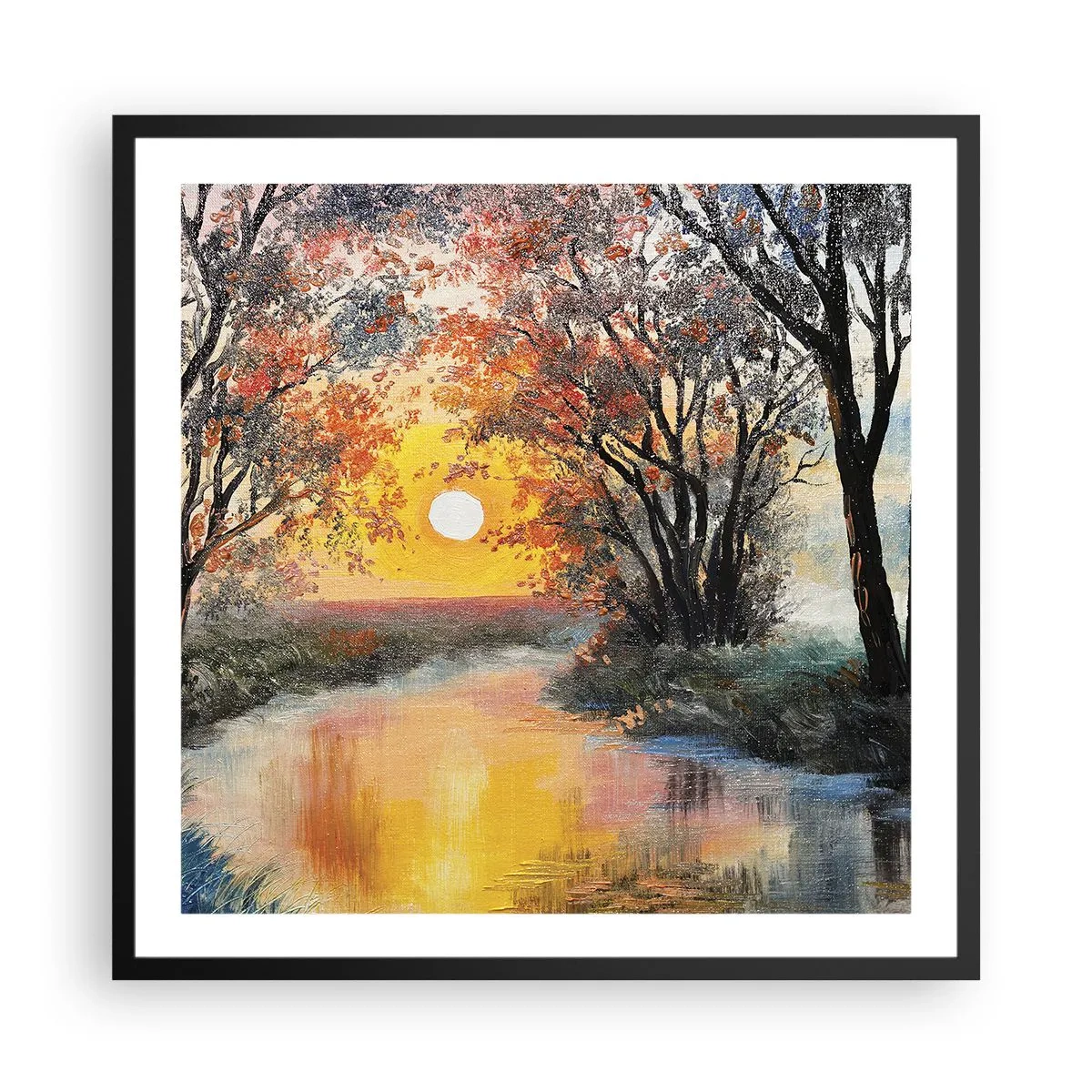 Plakat i sort ramme - Efterårs atmosfære - 60x60 cm