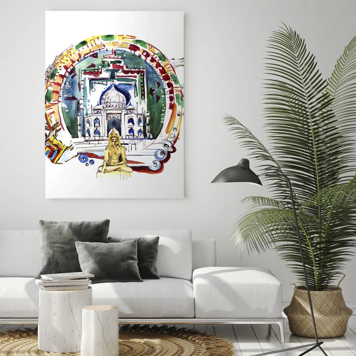 Billede på glas - Hinduisk balance i verden - 70x100 cm