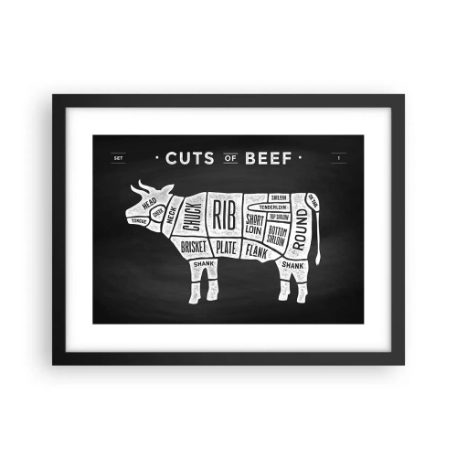 Plakat i sort ramme - Slagterens grundbog - 40x30 cm