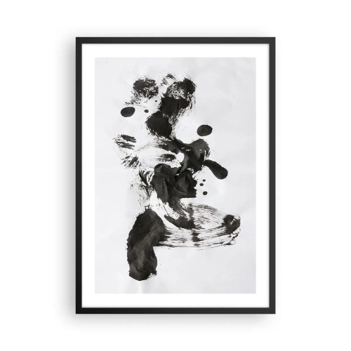 Plakat i sort ramme - Sort-hvid abstraktion i ekspressionistisk stil - 50x70cm - En metode i galskaben? - Moderne vægdekoration til stue og soveværelse ARTTOR