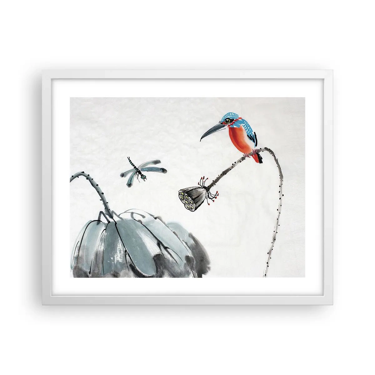 Plakat i hvid ramme - Engenes liv - 50x40 cm