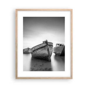 Plakat i ramme af lyst egetræ - Nu er det bare minder... - 40x50 cm