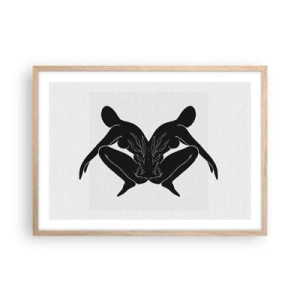 Plakat i ramme af lyst egetræ - En delt sjæl - 70x50 cm