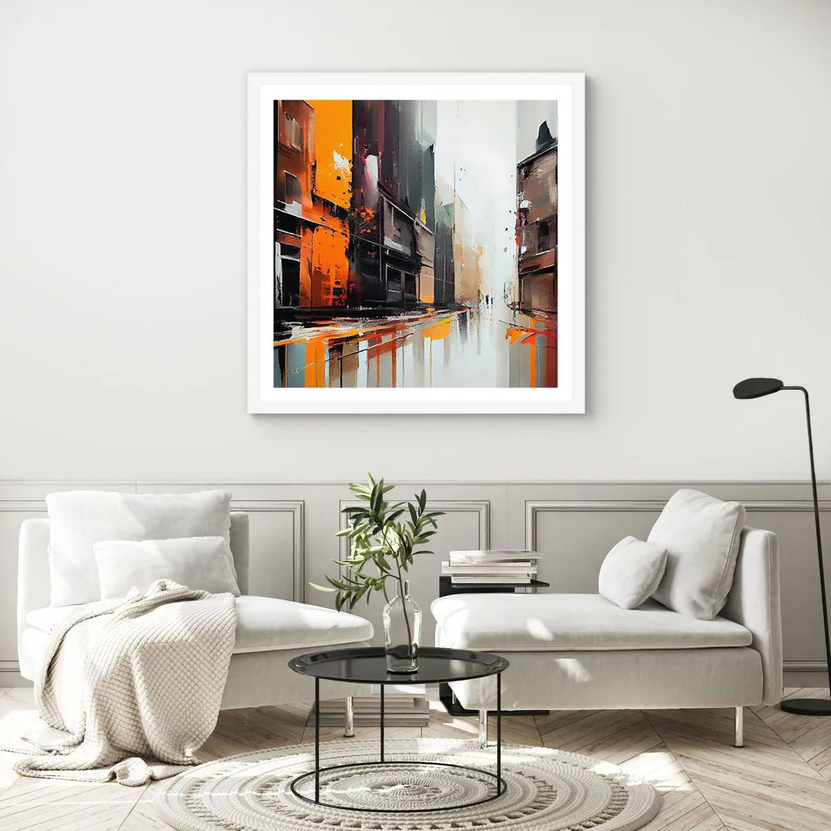 Plakat i hvid ramme - Regnfuld dag - 60x60 cm