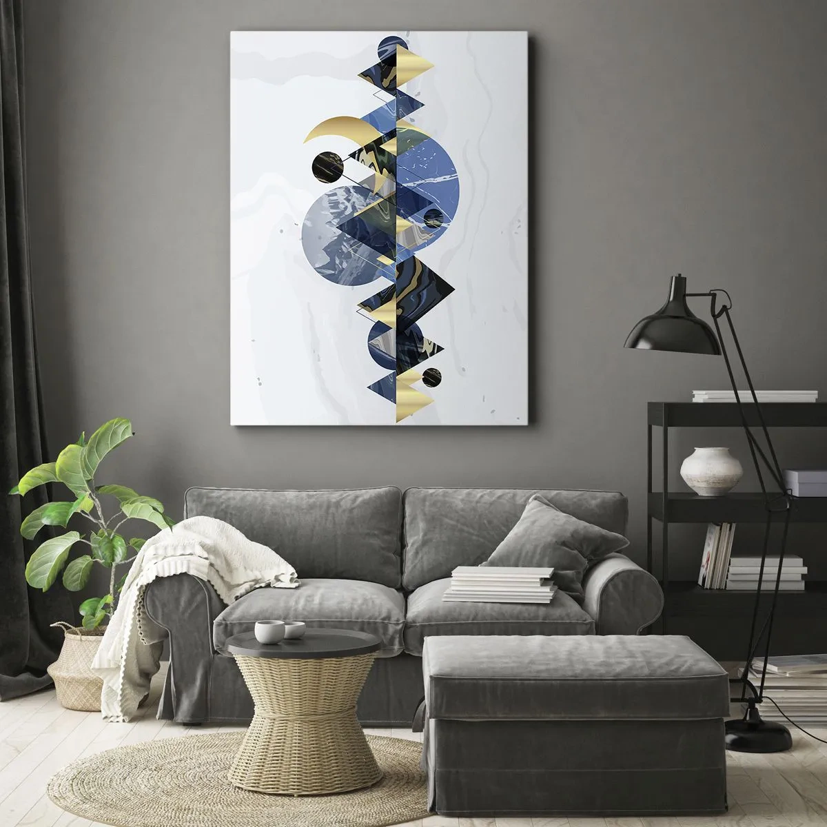 Lærredstryk - Billede på lærred - Geometrisk landskab - 50x70 cm