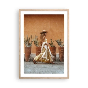 Plakat i ramme af lyst egetræ - I en hippieagtig stil - 50x70 cm