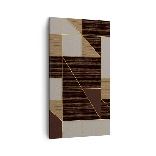 Lærredstryk - Billede på lærred - En mosaik af brune og gyldne farver - 45x80 cm