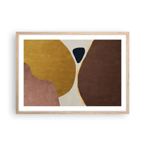 Plakat i ramme af lyst egetræ - Abstraktion - et sted i rummet - 70x50 cm
