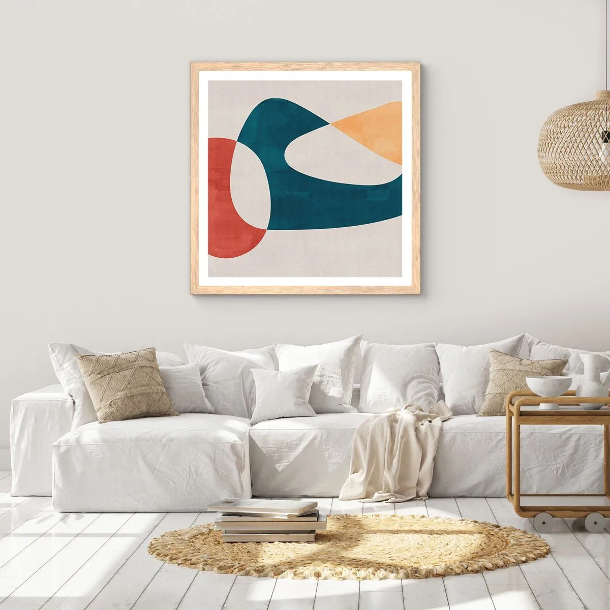 Plakat i ramme af lyst egetræ - Påvirkninger og metamorfoser - 60x60 cm