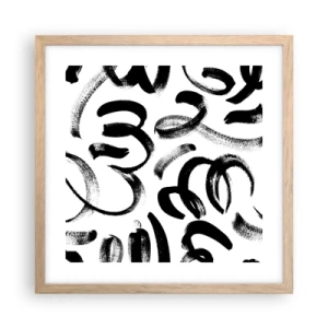 Plakat i ramme af lyst egetræ - I sort og hvidt - 40x40 cm