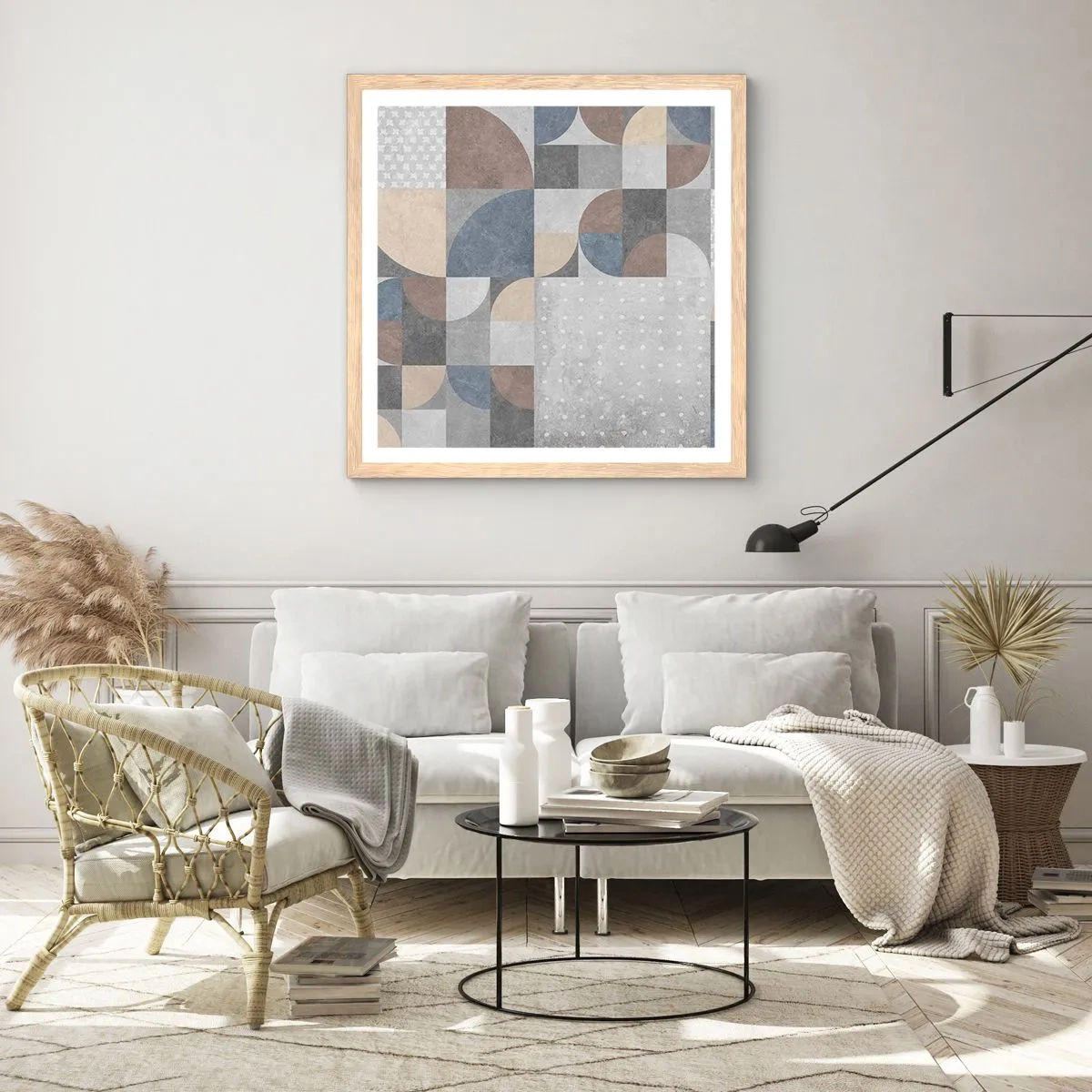 Plakat i ramme af lyst egetræ - Keramisk fantasi - 40x40 cm