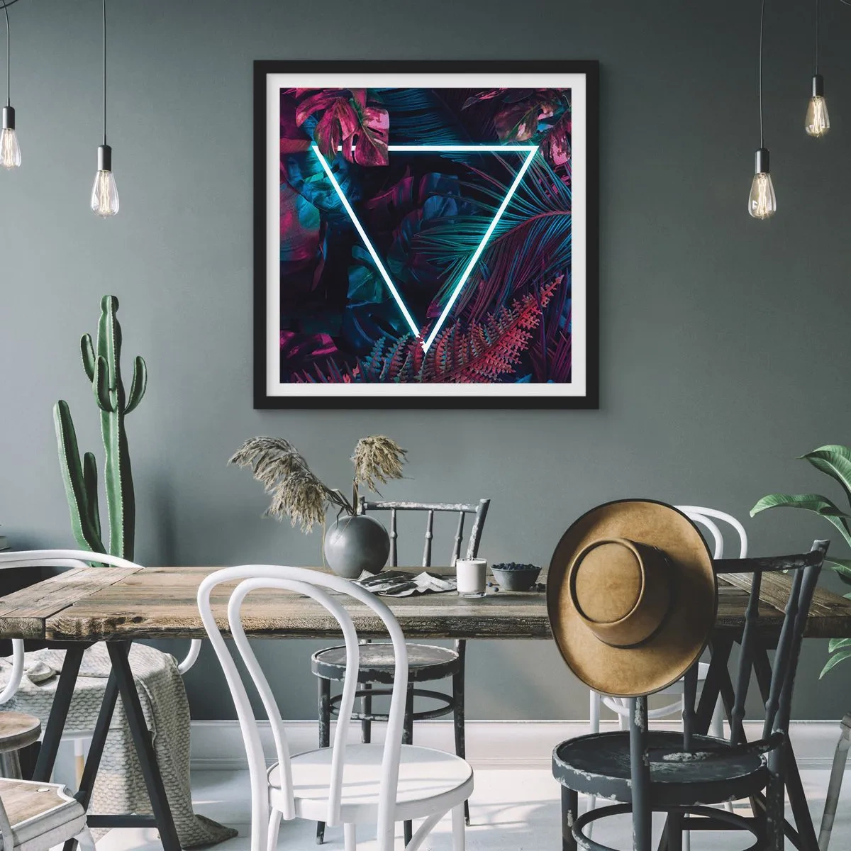 Plakat i sort ramme - Have i disco-stil - 50x50 cm