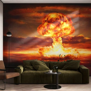 Fototapet Premium Sand - Og enden vil komme - Atombombe, Militær, Grafik - 400x280 cm
