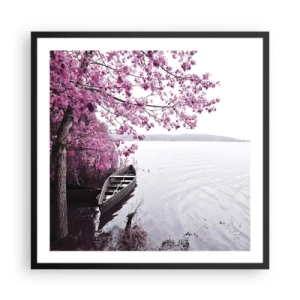 Plakat i sort ramme - I lyserød stilhed - 60x60 cm