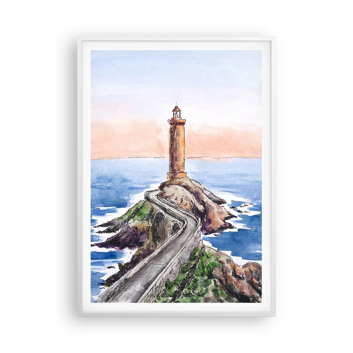 Plakat i hvid ramme - Med front mod havet - 70x100 cm
