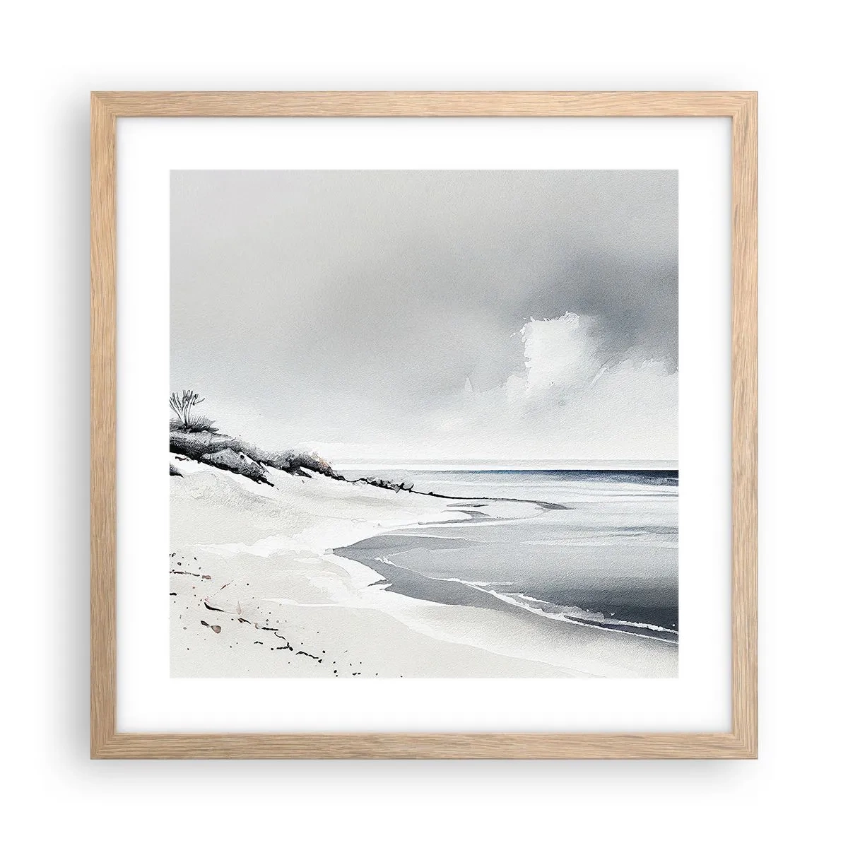 Plakat i ramme af lyst egetræ - Altid sammen - 40x40 cm