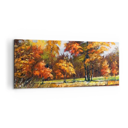 Lærredstryk - Billede på lærred - Landskab i guld og bronze - 100x40 cm