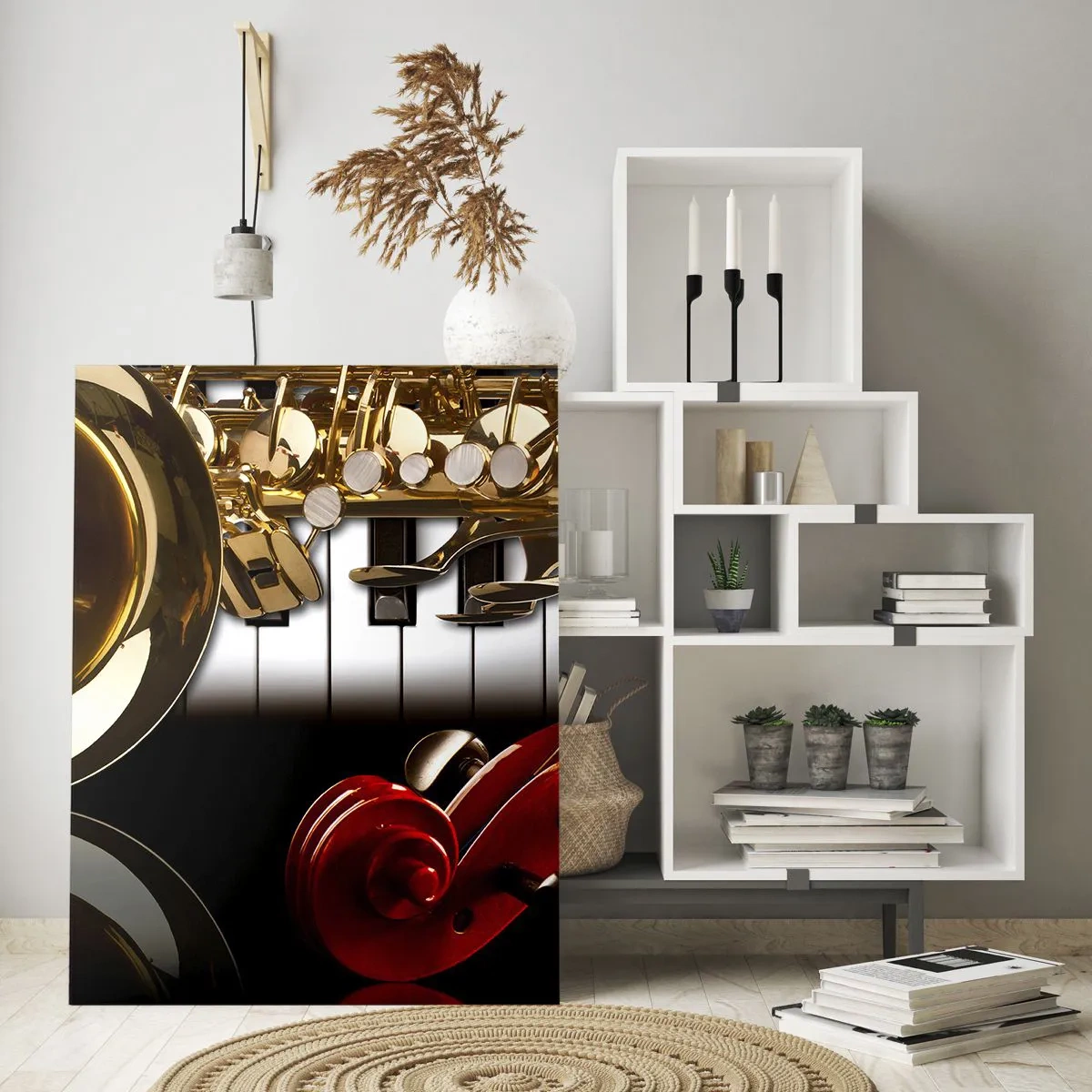 Billede på glas - Metalplader, træ og elfenben - 70x100 cm