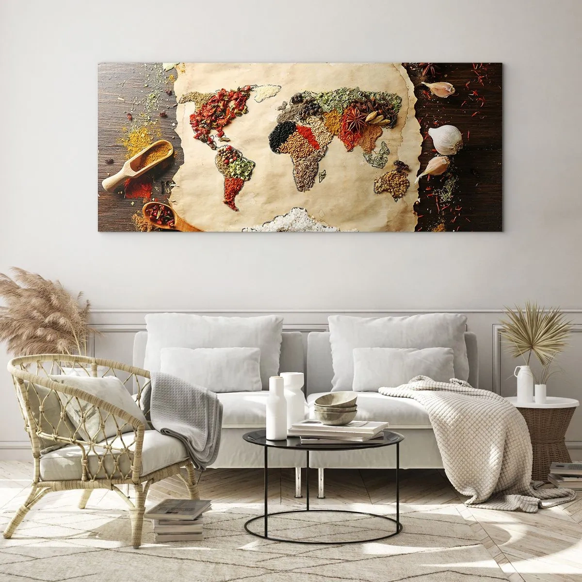 Billede på glas - Alle verdens smage - 100x40 cm