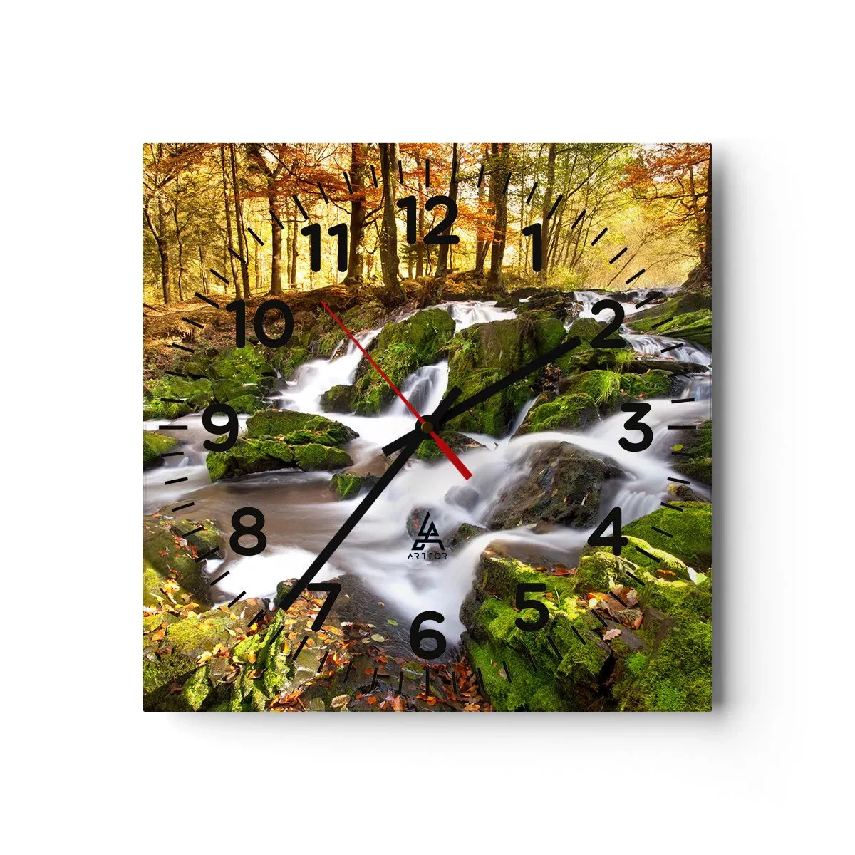 Vægur, Uret - Bystrøm gennem efterårsskoven - 30x30 cm