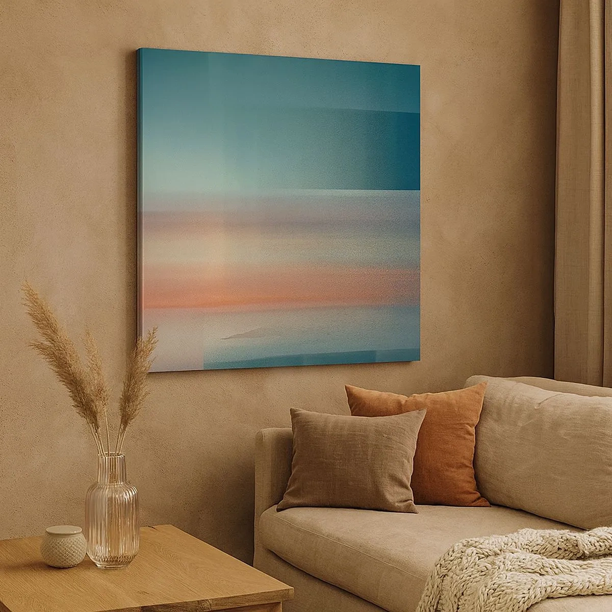 Lærredstryk - Billede på lærred - Abstraktion: bølger af lys - 30x30 cm