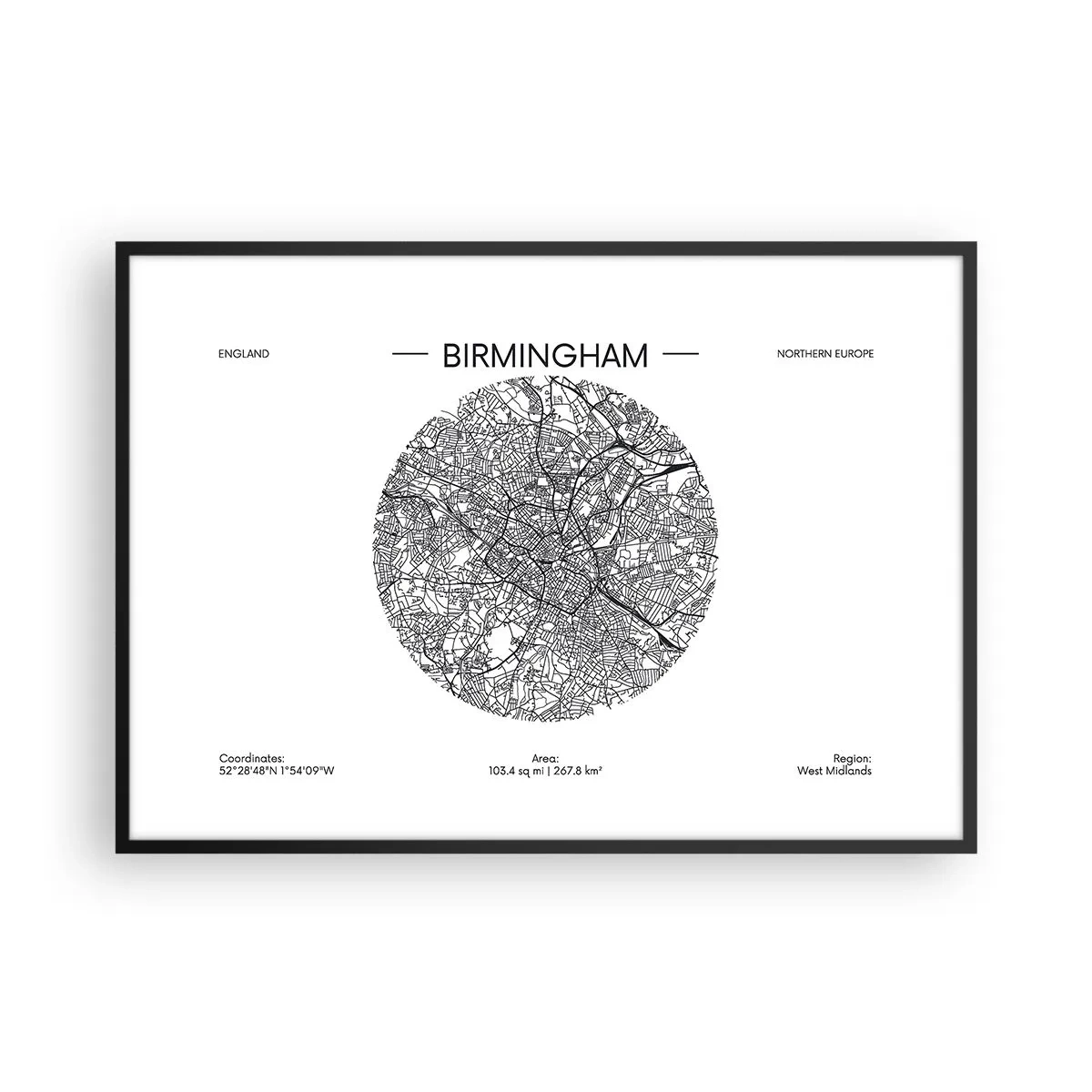 Plakat i sort ramme - Birminghams anatomi - 100x70 cm