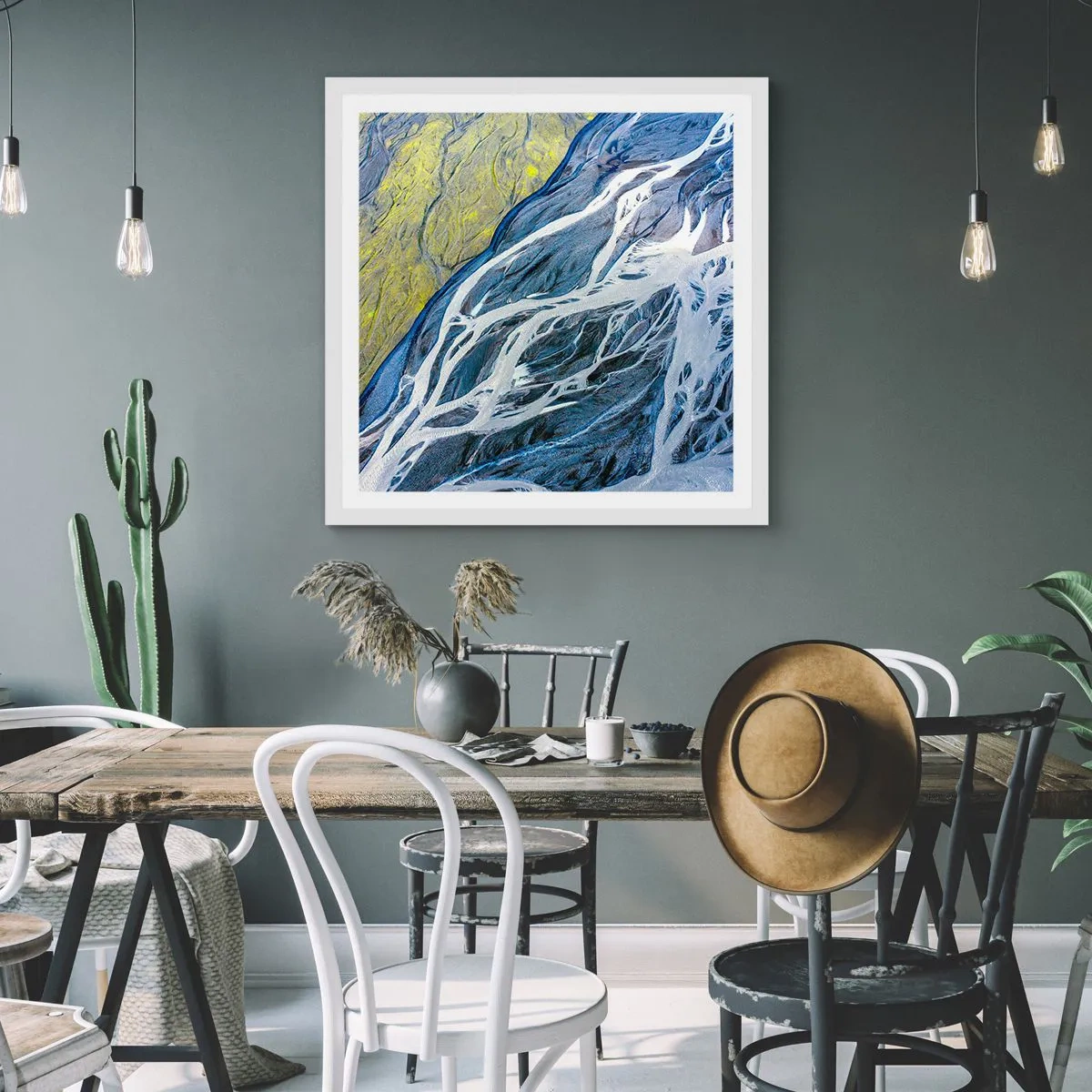 Plakat i hvid ramme - Naturens hulemalerier - 60x60 cm