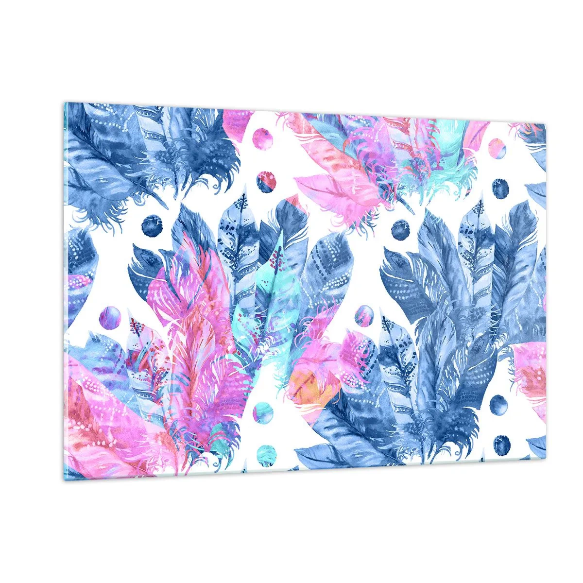 Billede på glas - Plys i lyserød og blå - 120x80 cm