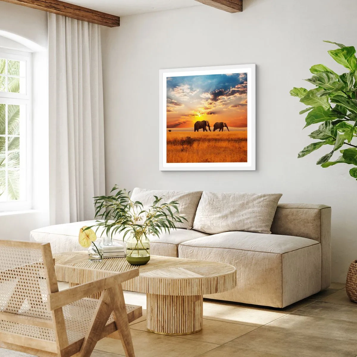 Plakat i hvid ramme - Familievandring - 60x60 cm