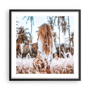 Plakat i sort ramme - Født af græsdun - 50x50 cm