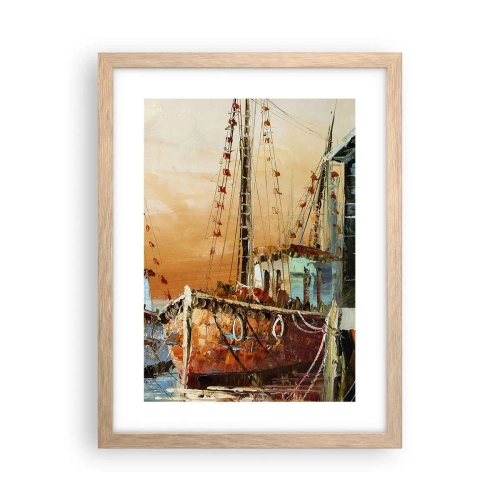 Plakat i ramme af lyst egetræ - Fredelig tilbagevenden - 30x40 cm