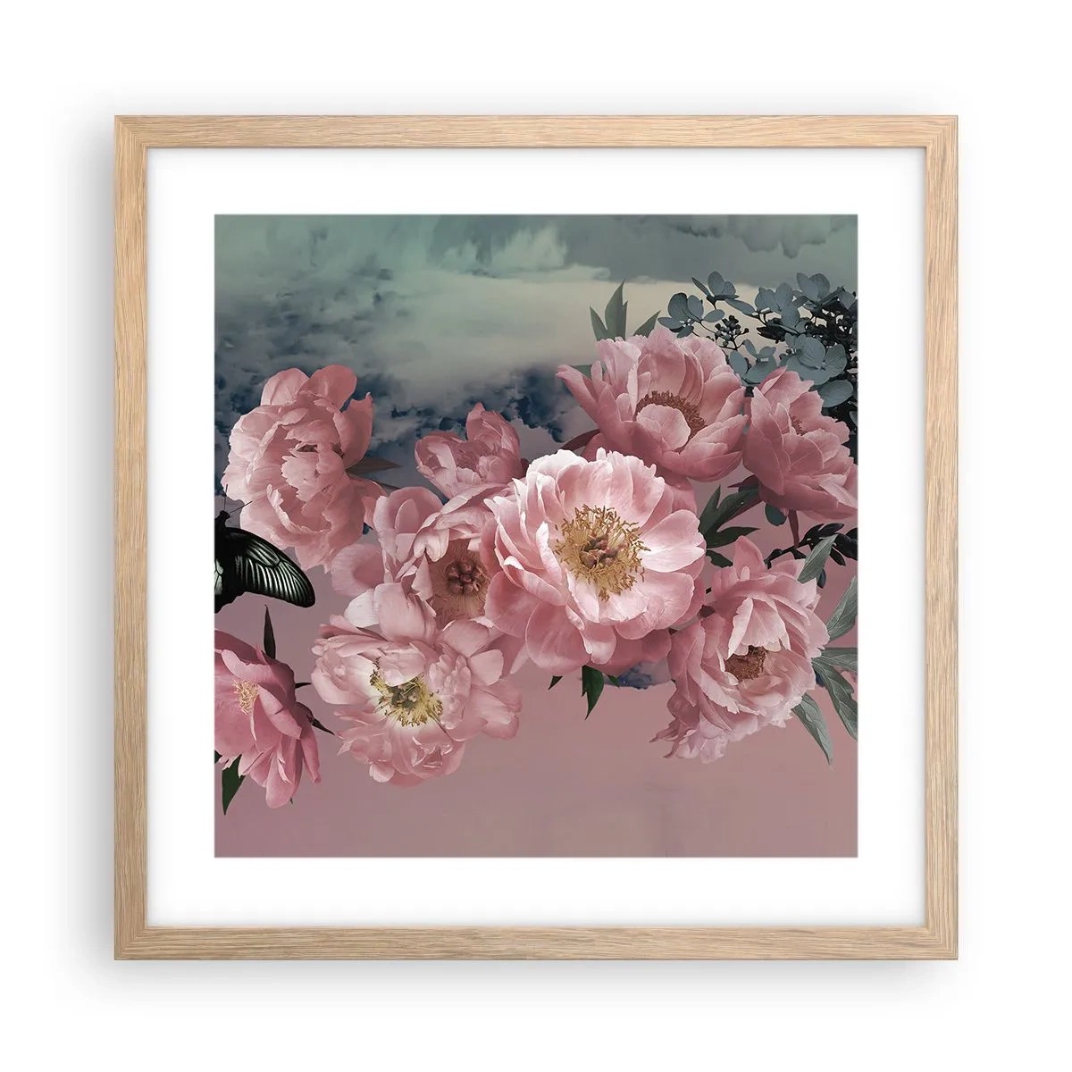 Plakat i ramme af lyst egetræ - Højdepunktet af romantikken - 40x40 cm