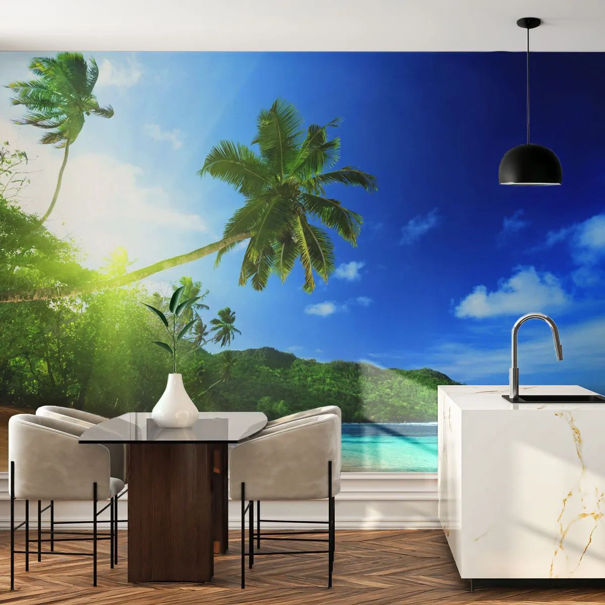 Fototapet Premium Sand - Et blidt strejf af troperne - Landskab, Ocean, Strand - 100x70 cm