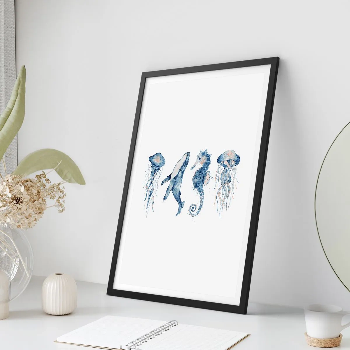Plakat i sort ramme - Havets vidundere - 40x50 cm