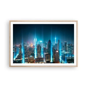 Plakat i ramme af lyst egetræ - Berlin til himlen - 91x61 cm