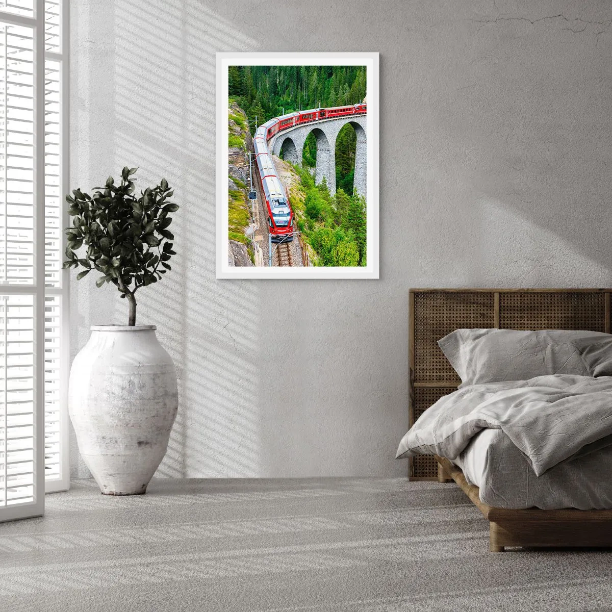 Plakat i hvid ramme - Udsigt over bjergene til gengæld - 30x40 cm