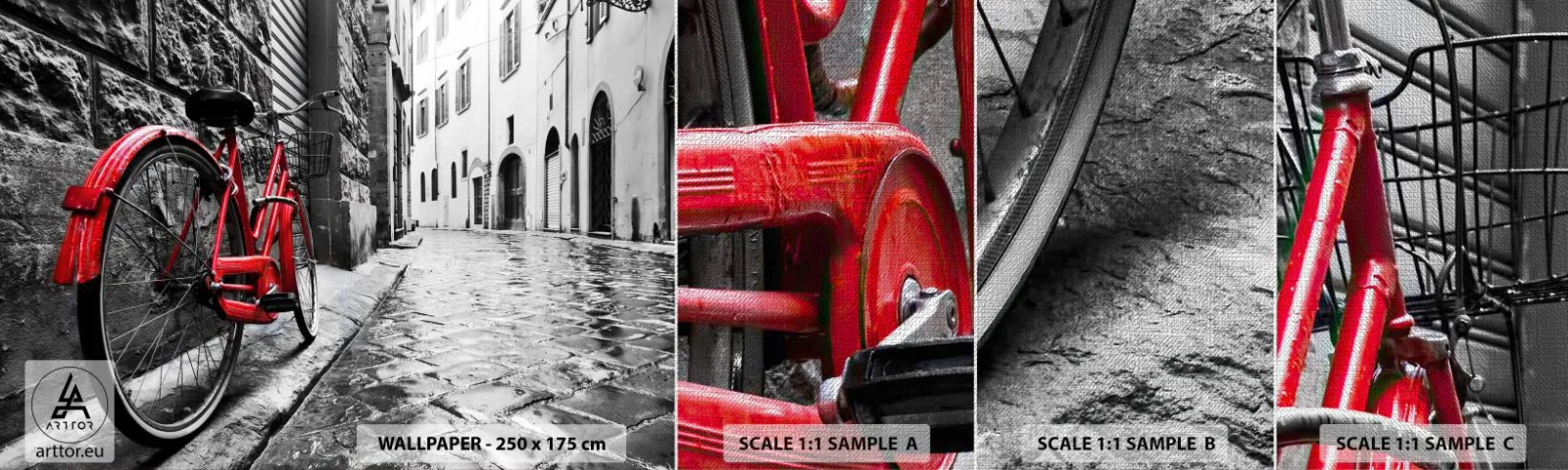 Prøve Fototapet Premium Canvas - Ægte skønhed ældes ikke - By, Arkitektur, Cykel - 100x30 cm