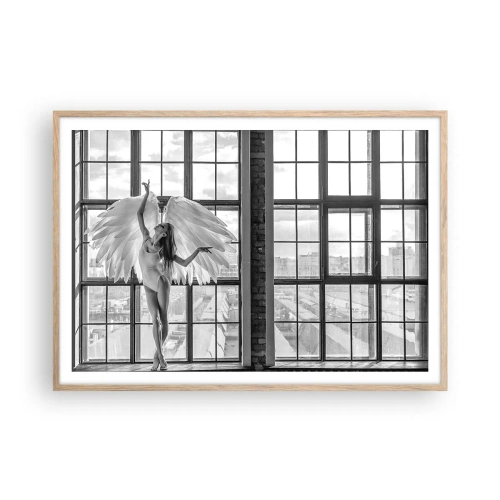 Plakat i ramme af lyst egetræ - Englenes by? - 100x70 cm