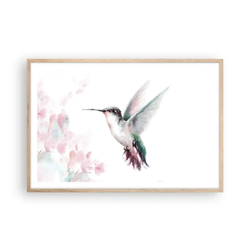 Plakat i ramme af lyst egetræ - Stoppet i flagren - 91x61 cm