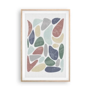Plakat i ramme af lyst egetræ - Mosaik af pulveriserede farver - 61x91 cm