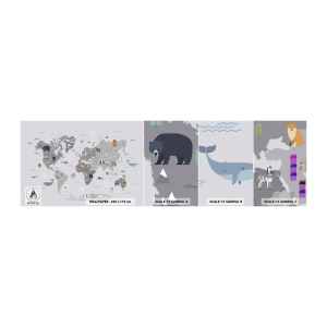 Prøve Fototapet Selvklæbende Deluxe Sticker - Fortæl mig, hvor du er fra... - Verdenskort, Dyr, Kontinenter - 100x30 cm