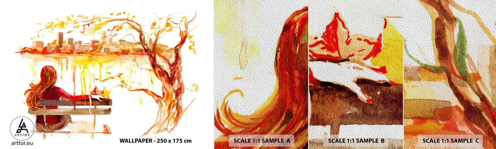 Prøve Fototapet Premium Sand - Et øjeblik til eftertanke - Landskab, By, Arkitektur - 100x30 cm