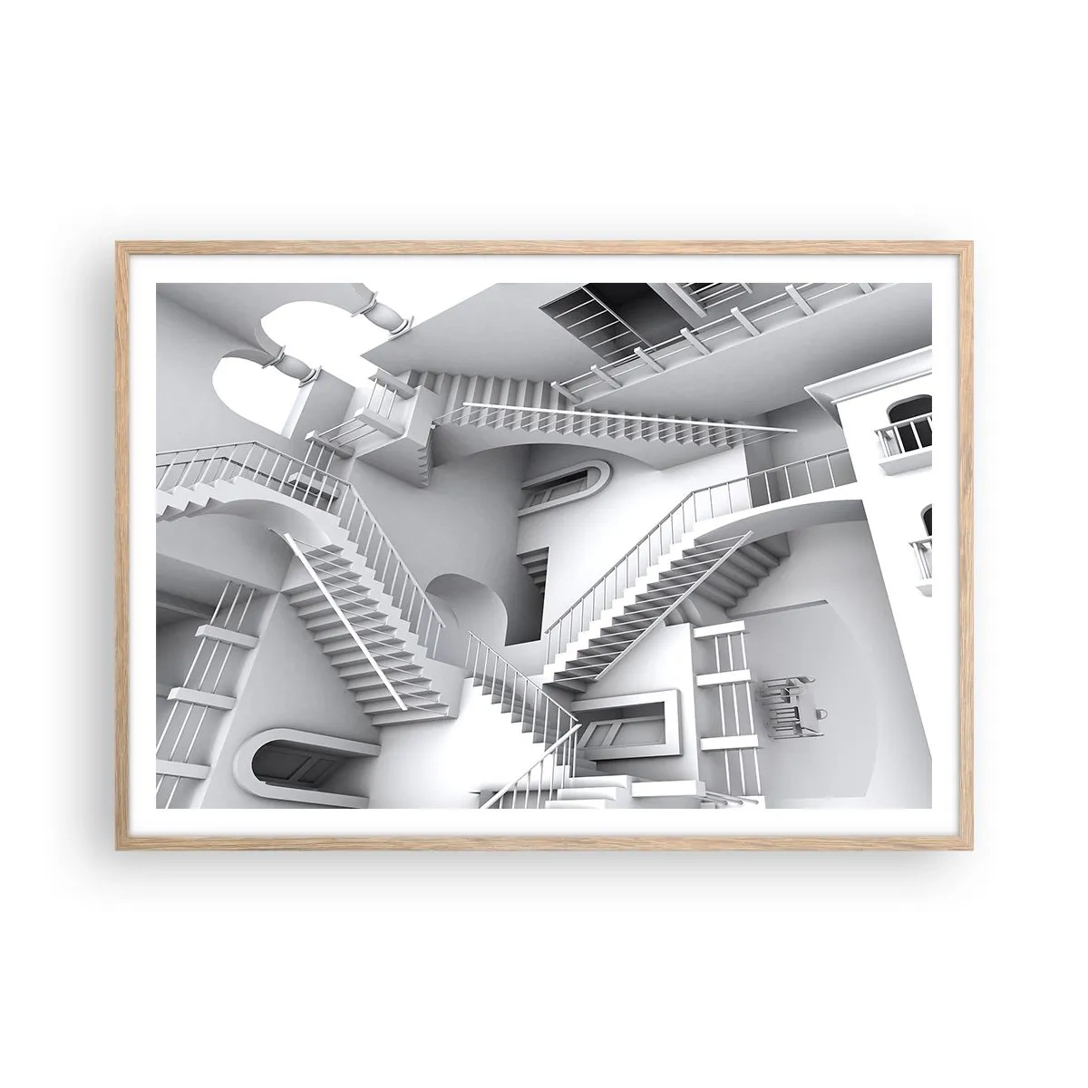 Plakat i ramme af lyst egetræ - Rummets paradokser - 100x70 cm