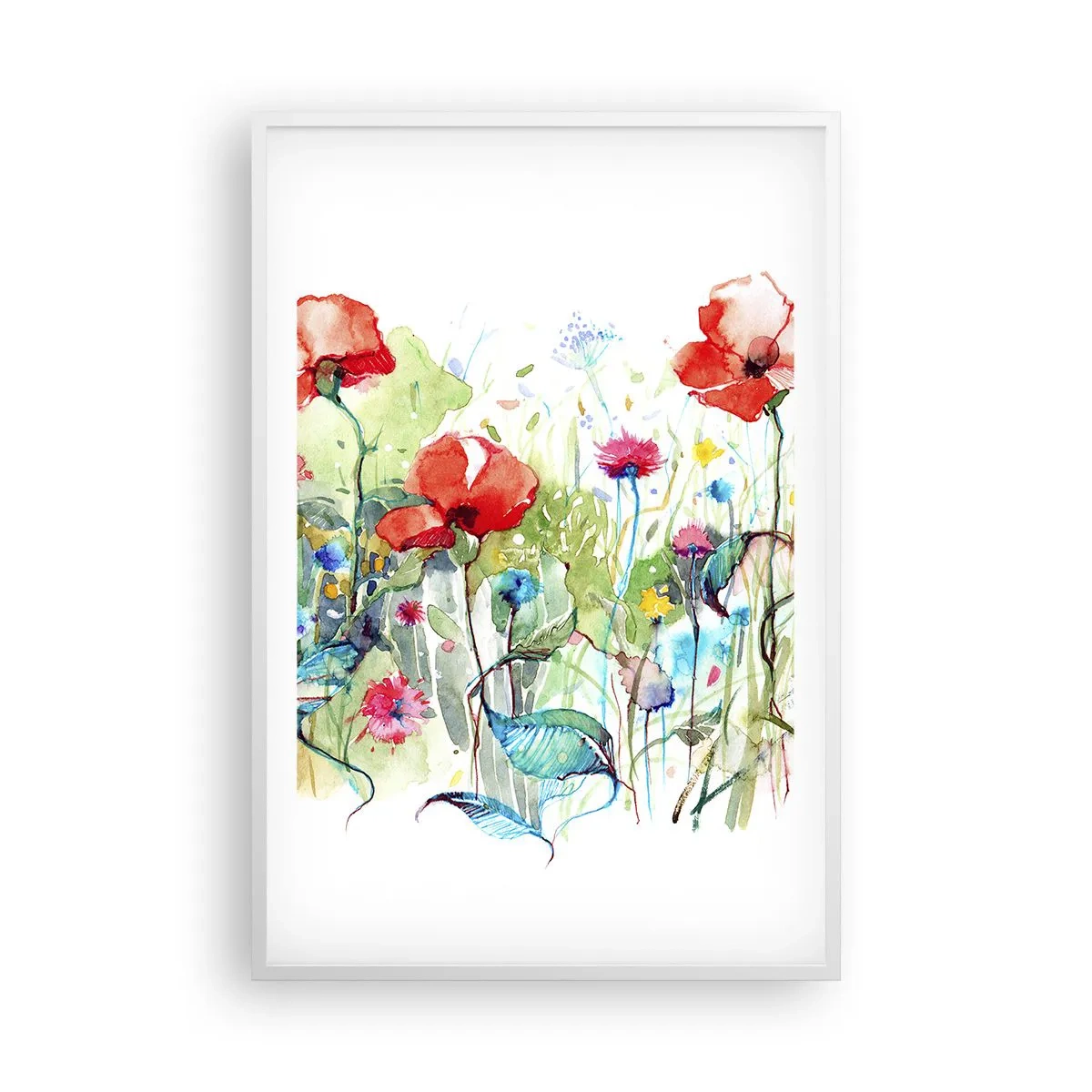 Plakat i hvid ramme - En blomstrende eng i maj - 61x91 cm