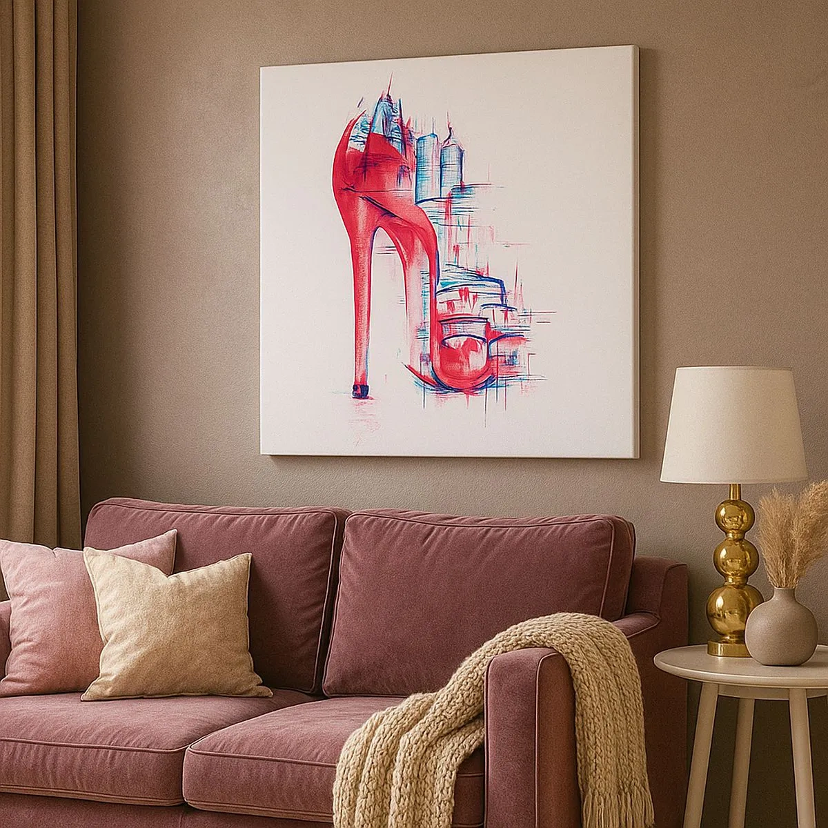 Lærredstryk - Billede på lærred - Elegant kvinde fra storbyen - 30x30 cm