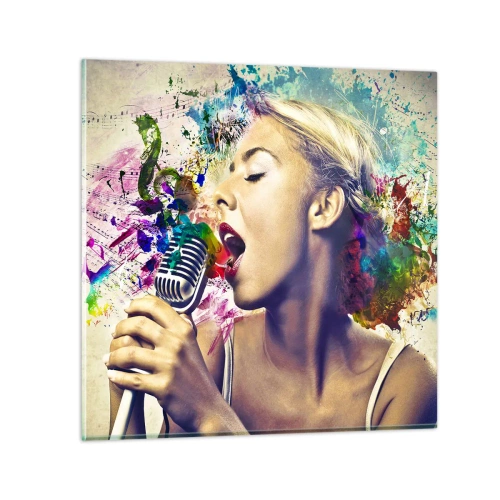 Billede på glas - Mal verden med din stemme - 50x50 cm