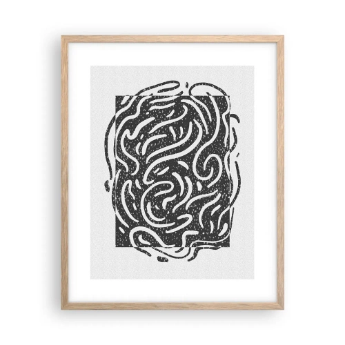 Plakat i ramme af lyst egetræ - Abstraktion: en dans af glæde - 40x50 cm